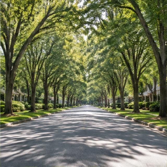 Illustrative residential streetscape, not a photograph of this neighborhood