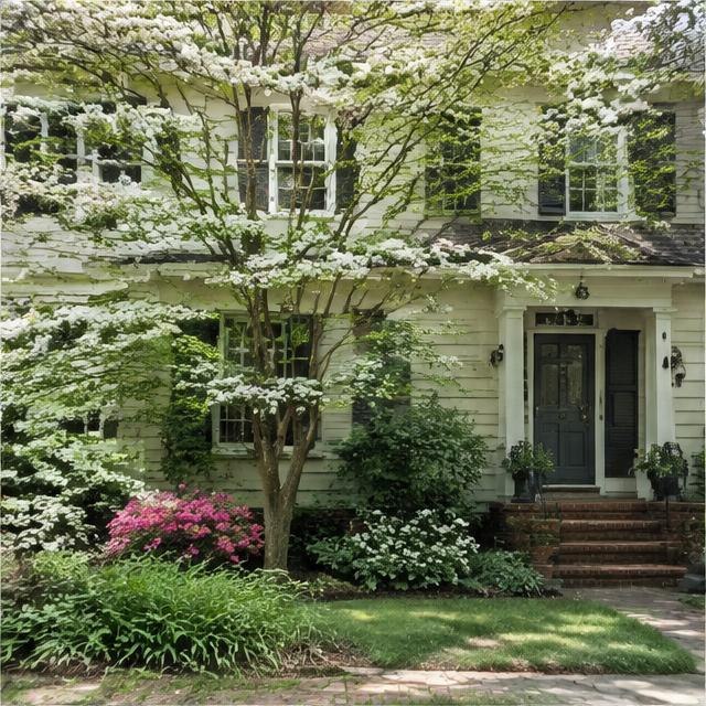 Illustrative residential streetscape, not a photograph of this neighborhood