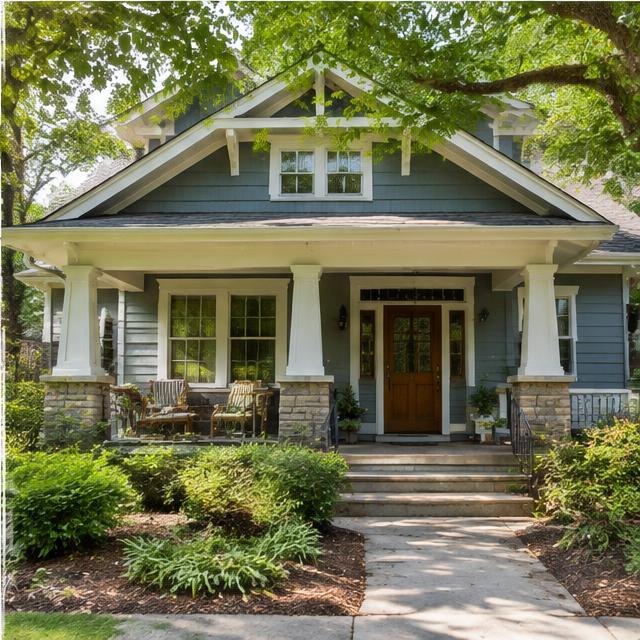 Illustrative residential streetscape, not a photograph of this neighborhood