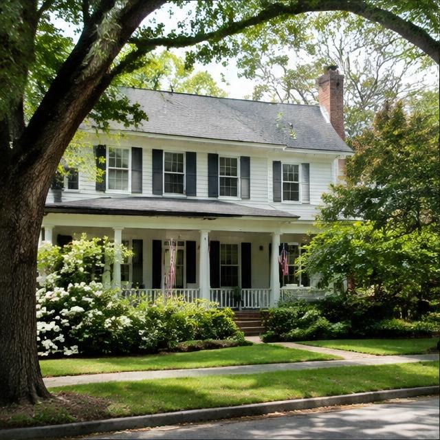 Illustrative residential streetscape, not a photograph of this neighborhood