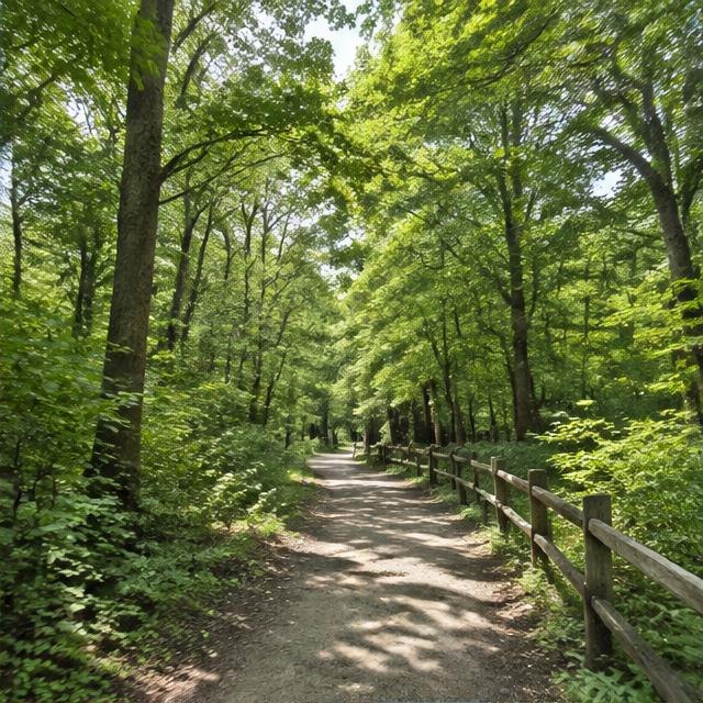 Illustrative wooded greenway trail